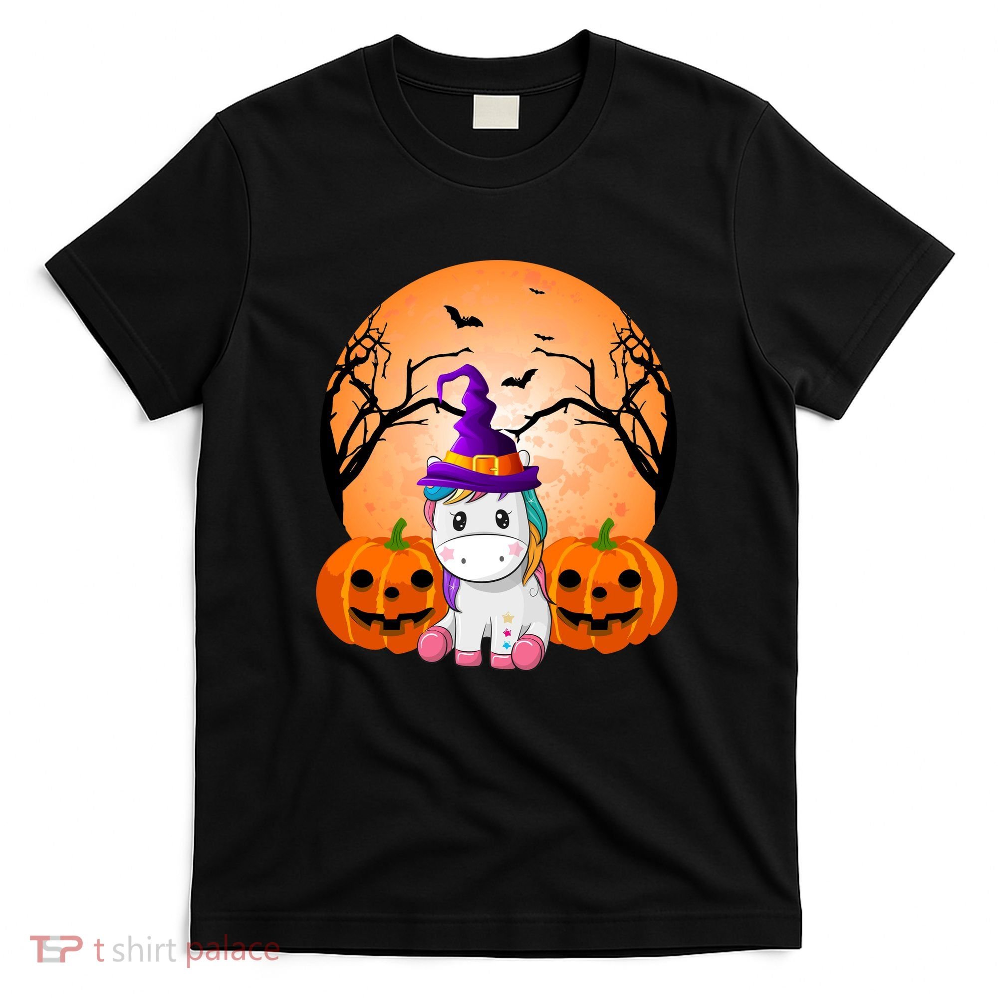 Cute Unicorn Witch Jack O Lantern Halloween T-Shirt