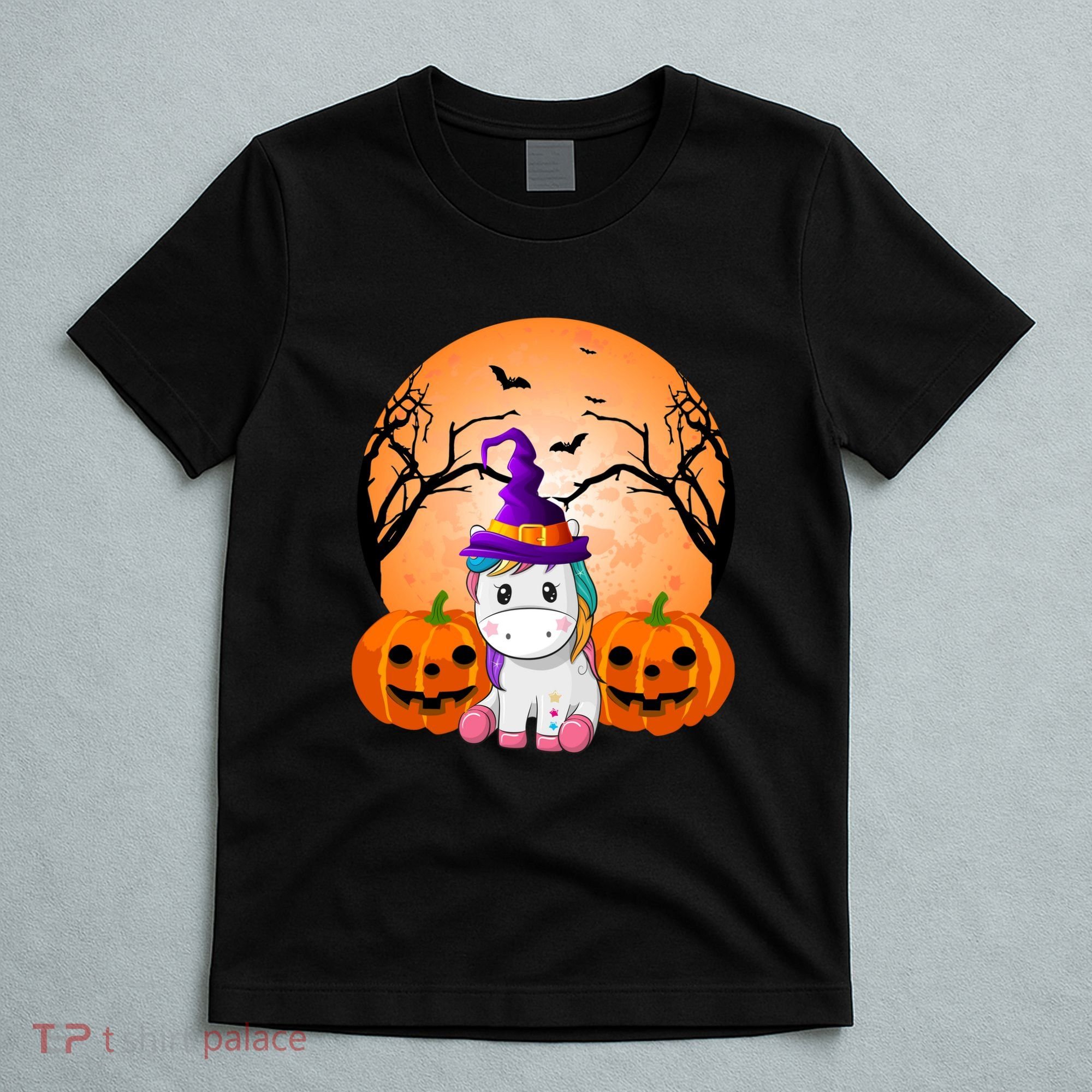 Cute Unicorn Witch Jack O Lantern Halloween T-Shirt