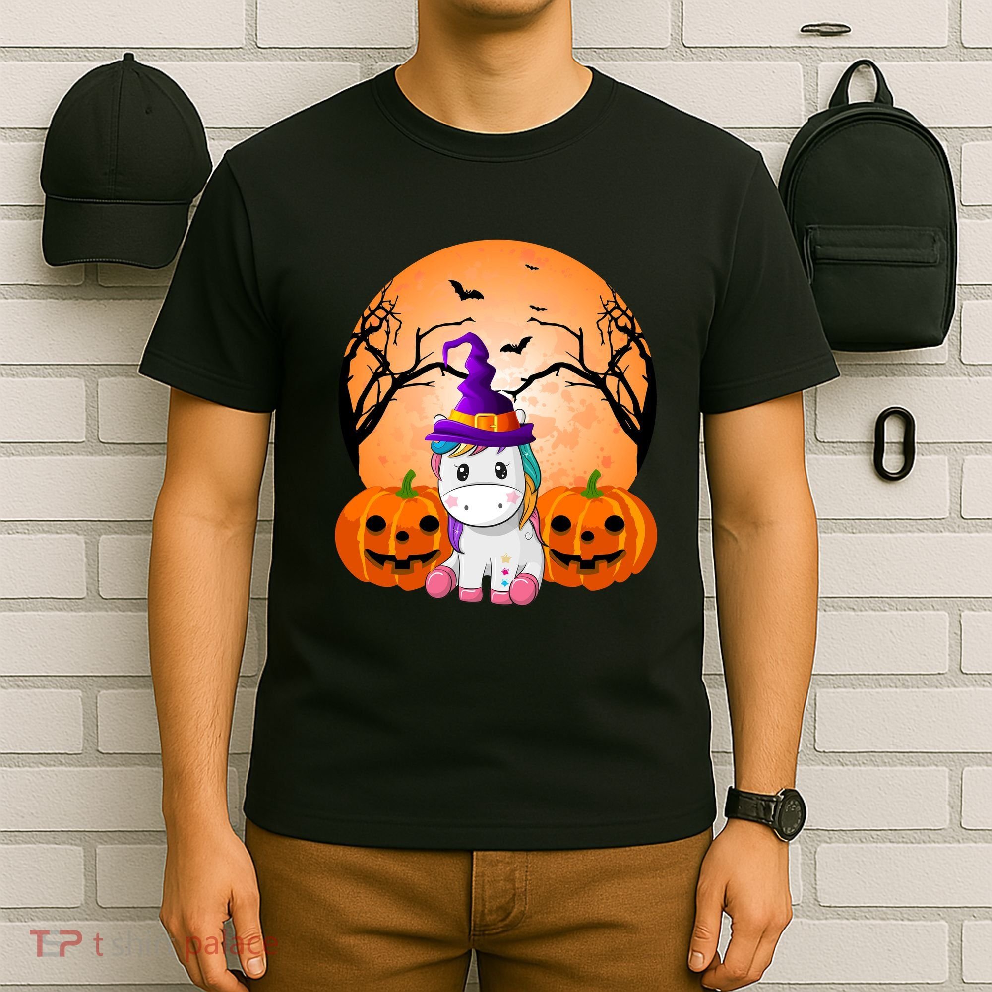 Cute Unicorn Witch Jack O Lantern Halloween T-Shirt