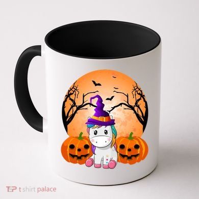 Cute Unicorn Witch Jack O Lantern Halloween Coffee Mug