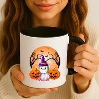 Cute Unicorn Witch Jack O Lantern Halloween Coffee Mug thumb 3