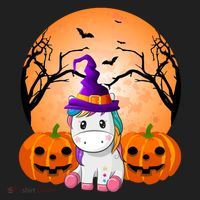 Cute Unicorn Witch Jack O Lantern Halloween Hat thumb 2