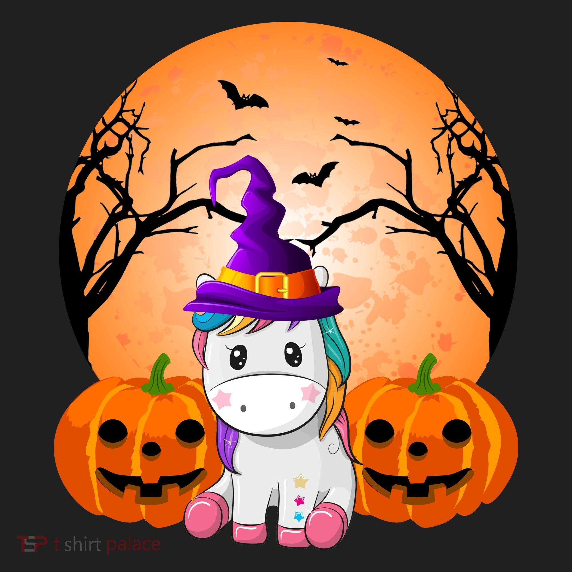 Cute Unicorn Witch Jack O Lantern Halloween Hat