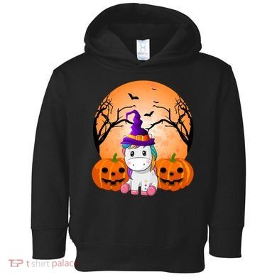 Cute Unicorn Witch Jack O Lantern Halloween Toddler Hoodie