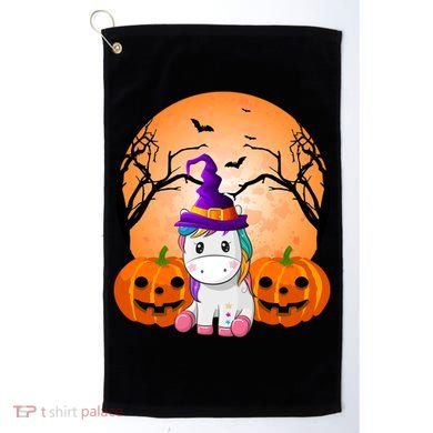 Cute Unicorn Witch Jack O Lantern Halloween Golf Towel