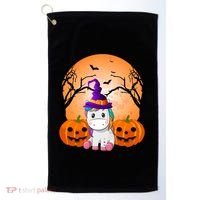 Cute Unicorn Witch Jack O Lantern Halloween Golf Towel thumb 0