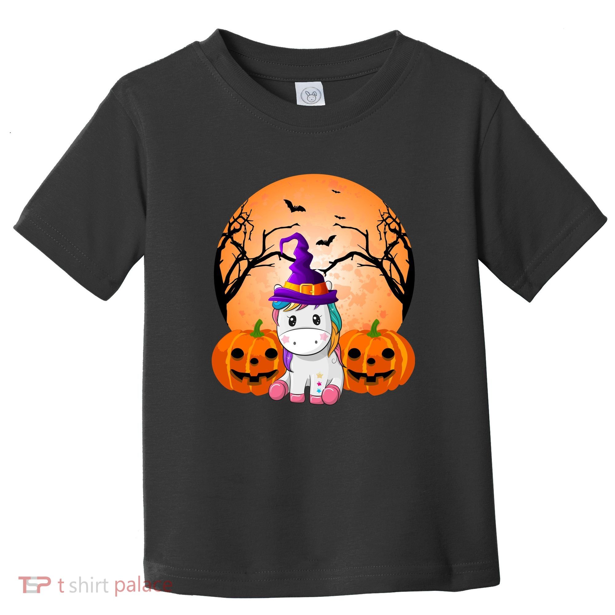 Cute Unicorn Witch Jack O Lantern Halloween Toddler T-Shirt