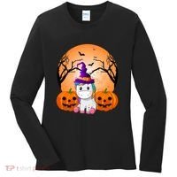 Cute Unicorn Witch Jack O Lantern Halloween Women's Long Sleeve Shirt thumb 0