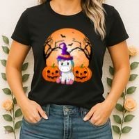 Cute Unicorn Witch Jack O Lantern Halloween Women's T-Shirt thumb 2