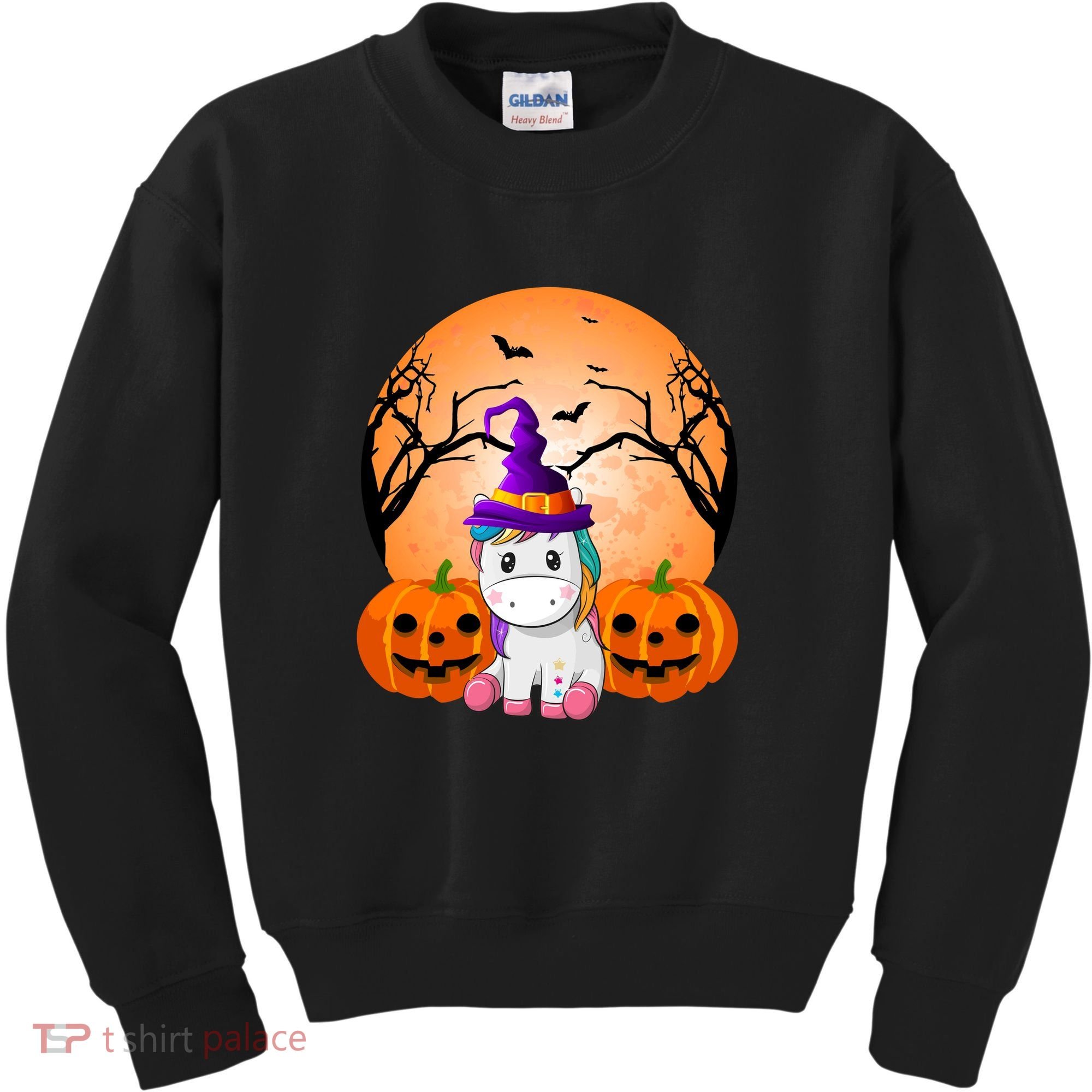 Cute Unicorn Witch Jack O Lantern Halloween Kids Sweatshirt