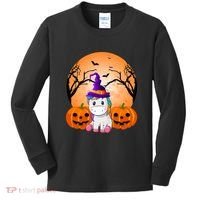 Cute Unicorn Witch Jack O Lantern Halloween Kids Long Sleeve Shirt thumb 0