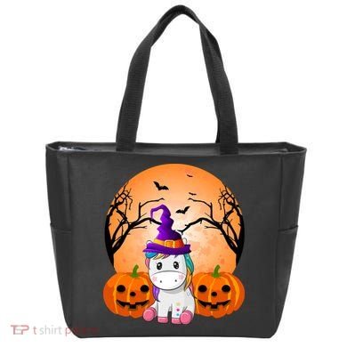 Cute Unicorn Witch Jack O Lantern Halloween Tote Bag