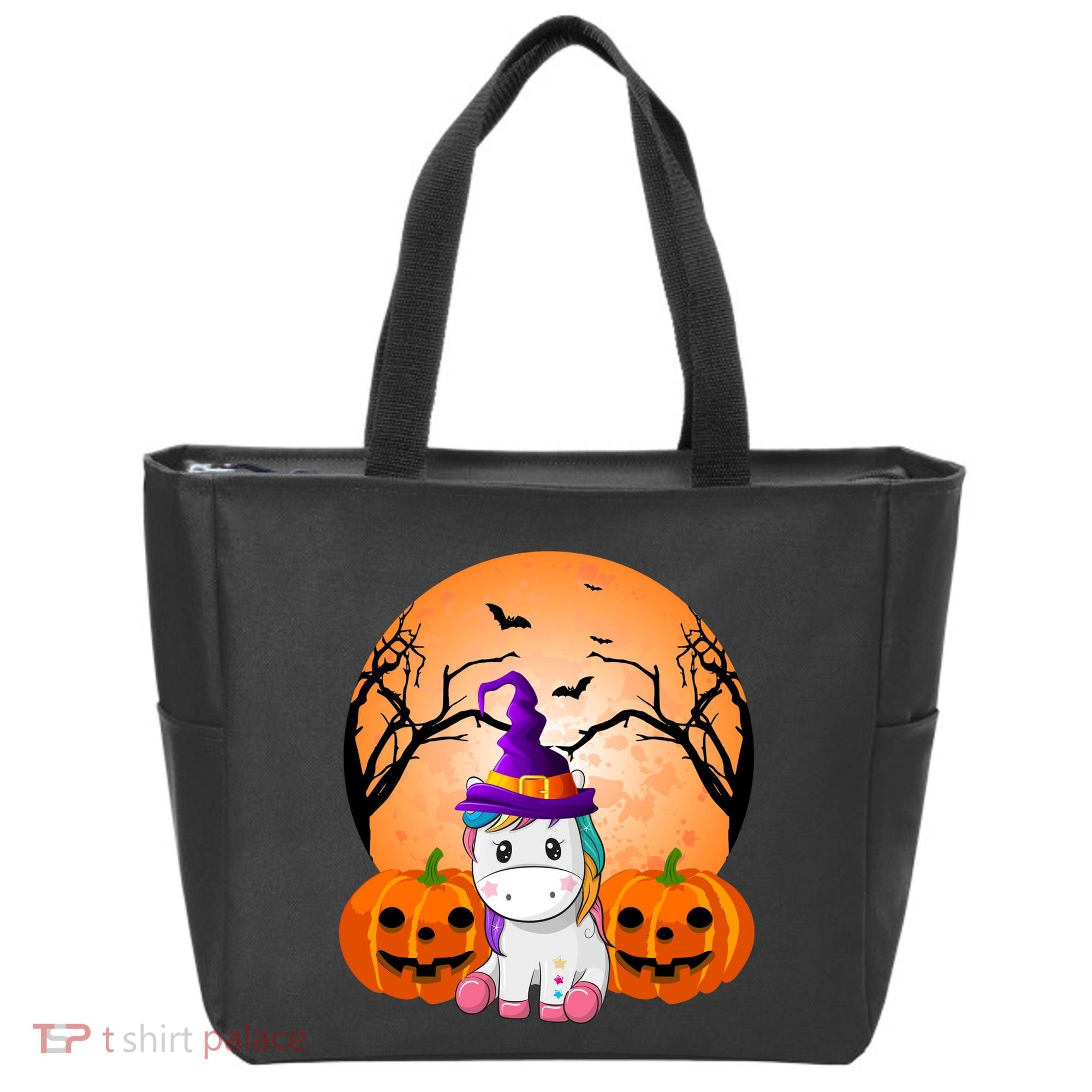 Cute Unicorn Witch Jack O Lantern Halloween Tote Bag