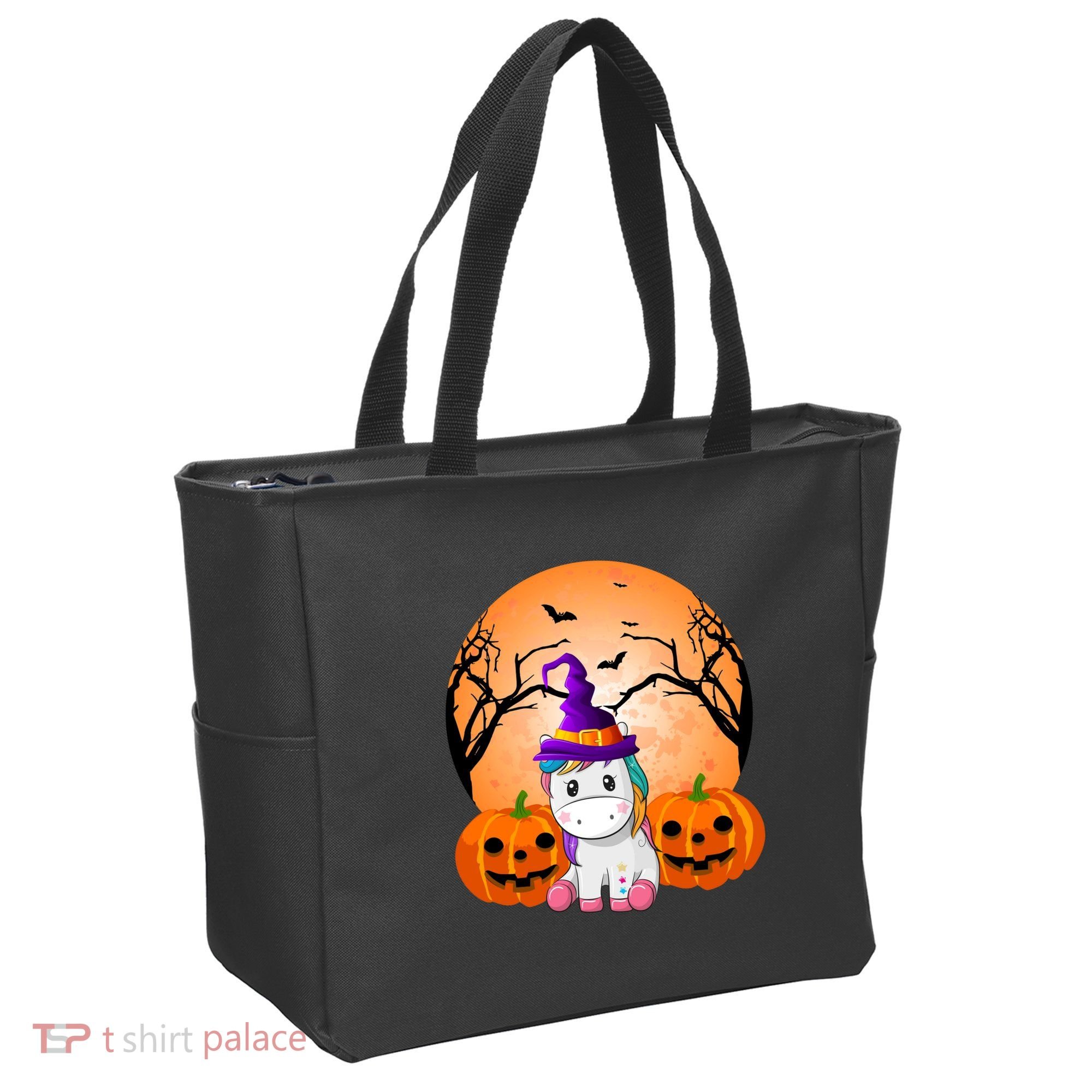 Cute Unicorn Witch Jack O Lantern Halloween Tote Bag