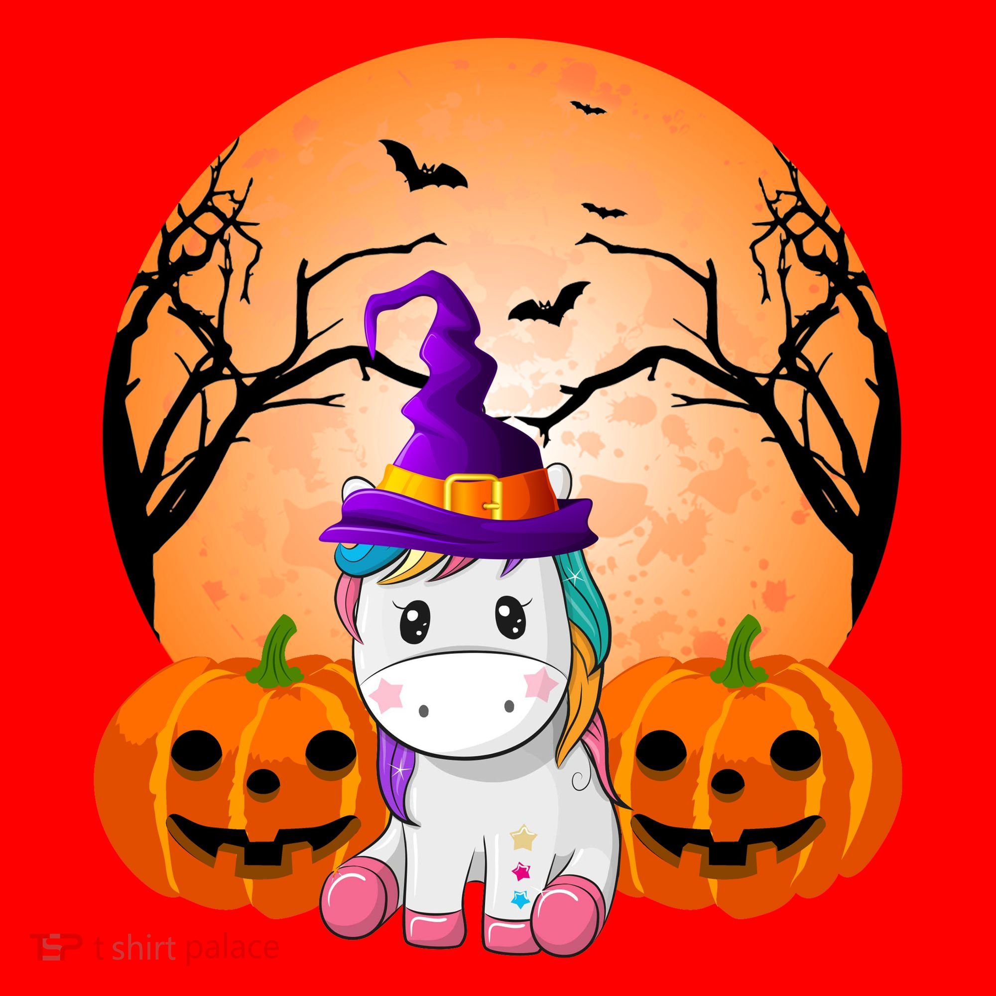 Cute Unicorn Witch Jack O Lantern Halloween Santa Hat