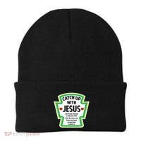 Catch Up With Jesus Funny Christian Faith Beanie thumb 0