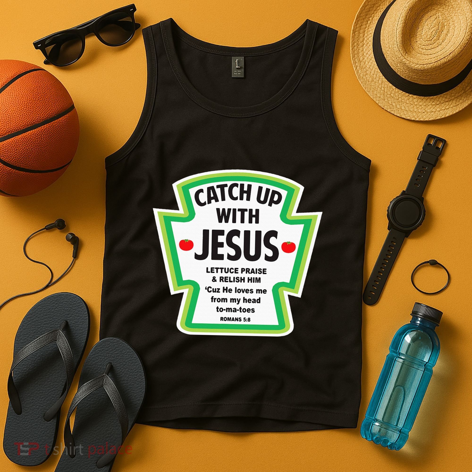 Catch Up With Jesus Funny Christian Faith Tank Top