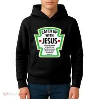 Catch Up With Jesus Funny Christian Faith Kids Hoodie thumb 4