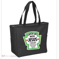 Catch Up With Jesus Funny Christian Faith Tote Bag thumb 2