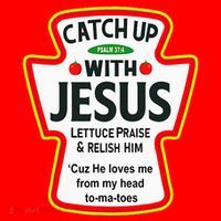 Catch Up With Jesus Ketchup Funny Christian Santa Hat thumb 1