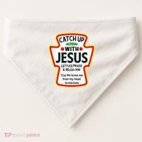 Catch Up With Jesus Ketchup Funny Christian USA-Made Doggie Bandana thumb 0