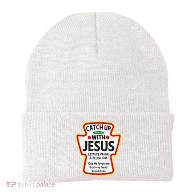 Catch Up With Jesus Ketchup Funny Christian Beanie