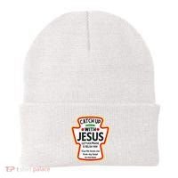 Catch Up With Jesus Ketchup Funny Christian Beanie thumb 0