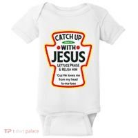 Catch Up With Jesus Ketchup Funny Christian Baby Bodysuit thumb 0