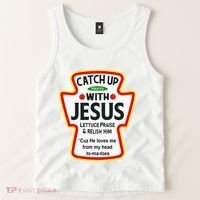 Catch Up With Jesus Ketchup Funny Christian Tank Top thumb 2