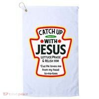 Catch Up With Jesus Ketchup Funny Christian Golf Towel thumb 0