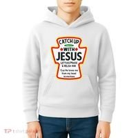 Catch Up With Jesus Ketchup Funny Christian Kids Hoodie thumb 4