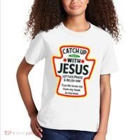 Catch Up With Jesus Ketchup Funny Christian Kids T-Shirt thumb 2