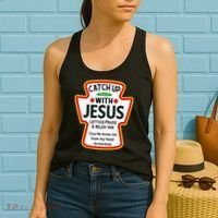 Catch Up With Jesus Ketchup Funny Christian Women's Tank Top thumb 2