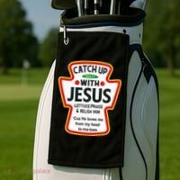 Catch Up With Jesus Ketchup Funny Christian Golf Towel thumb 2
