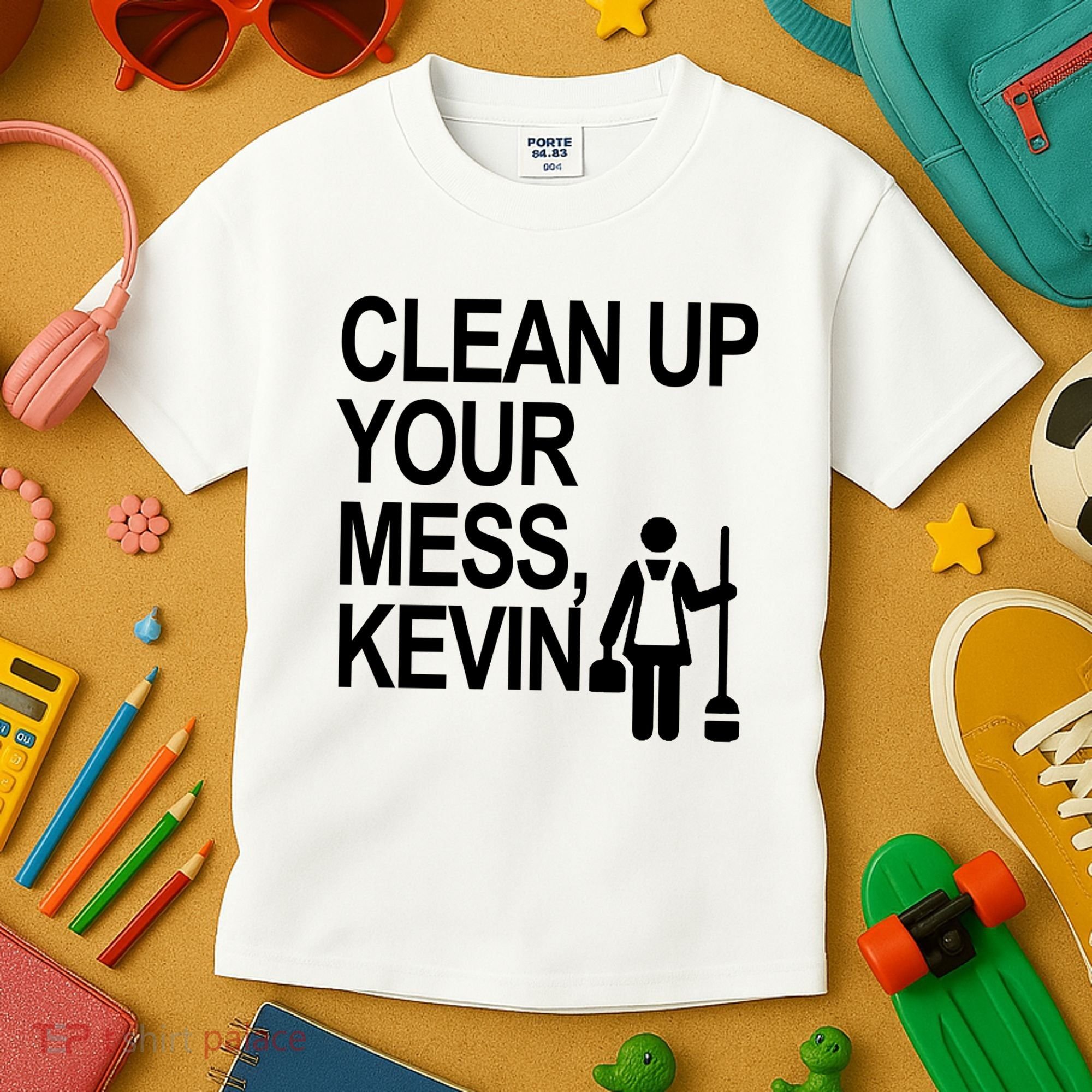 Clean Up Your Mess Kevin Kids T-Shirt