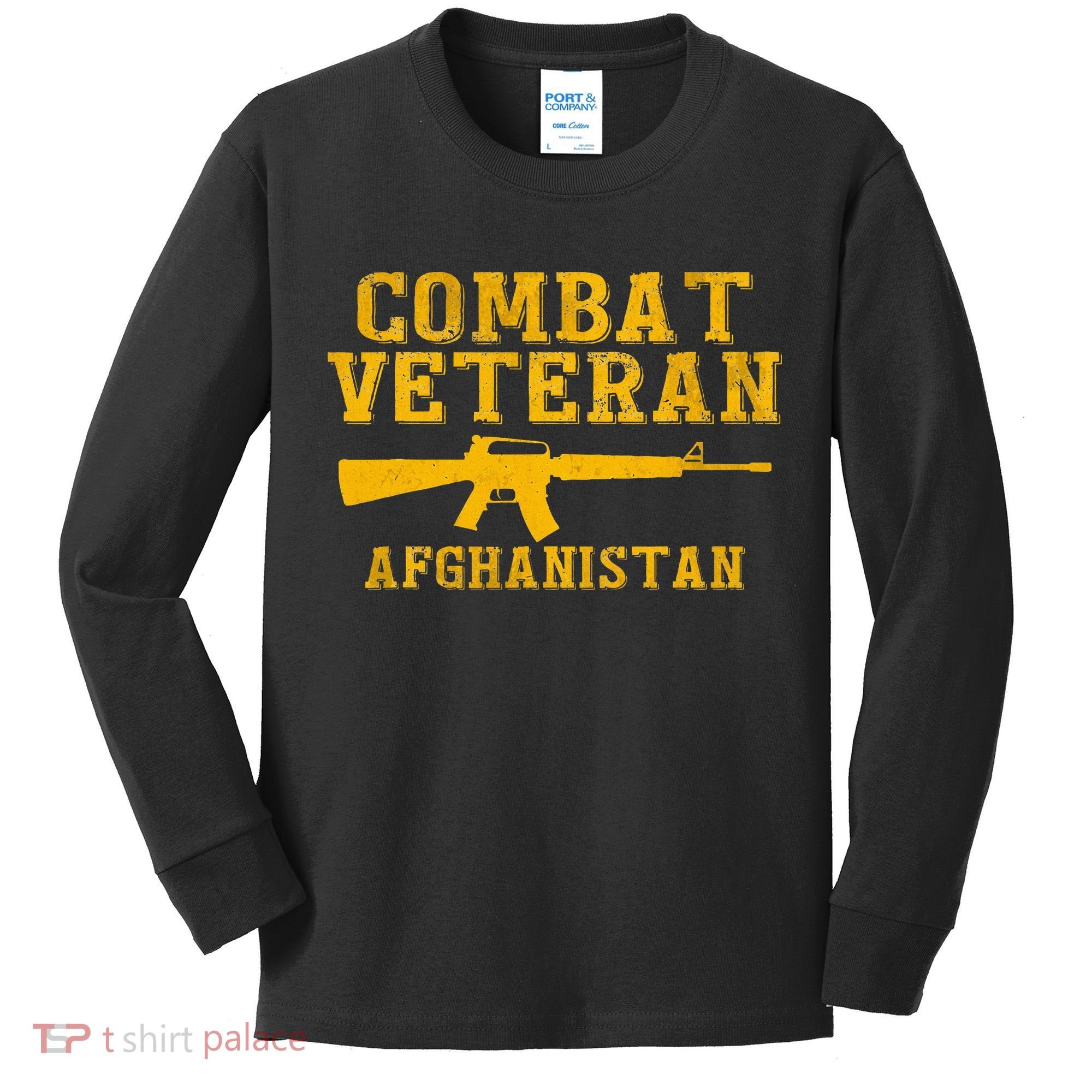 Combat Veteran Afghanistan Veteran Military Kids Long Sleeve Shirt