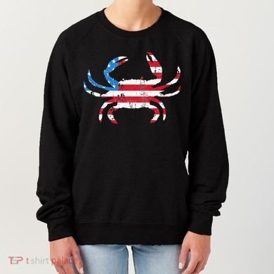 Crab Vintage American Flag Women's Sweatshirt