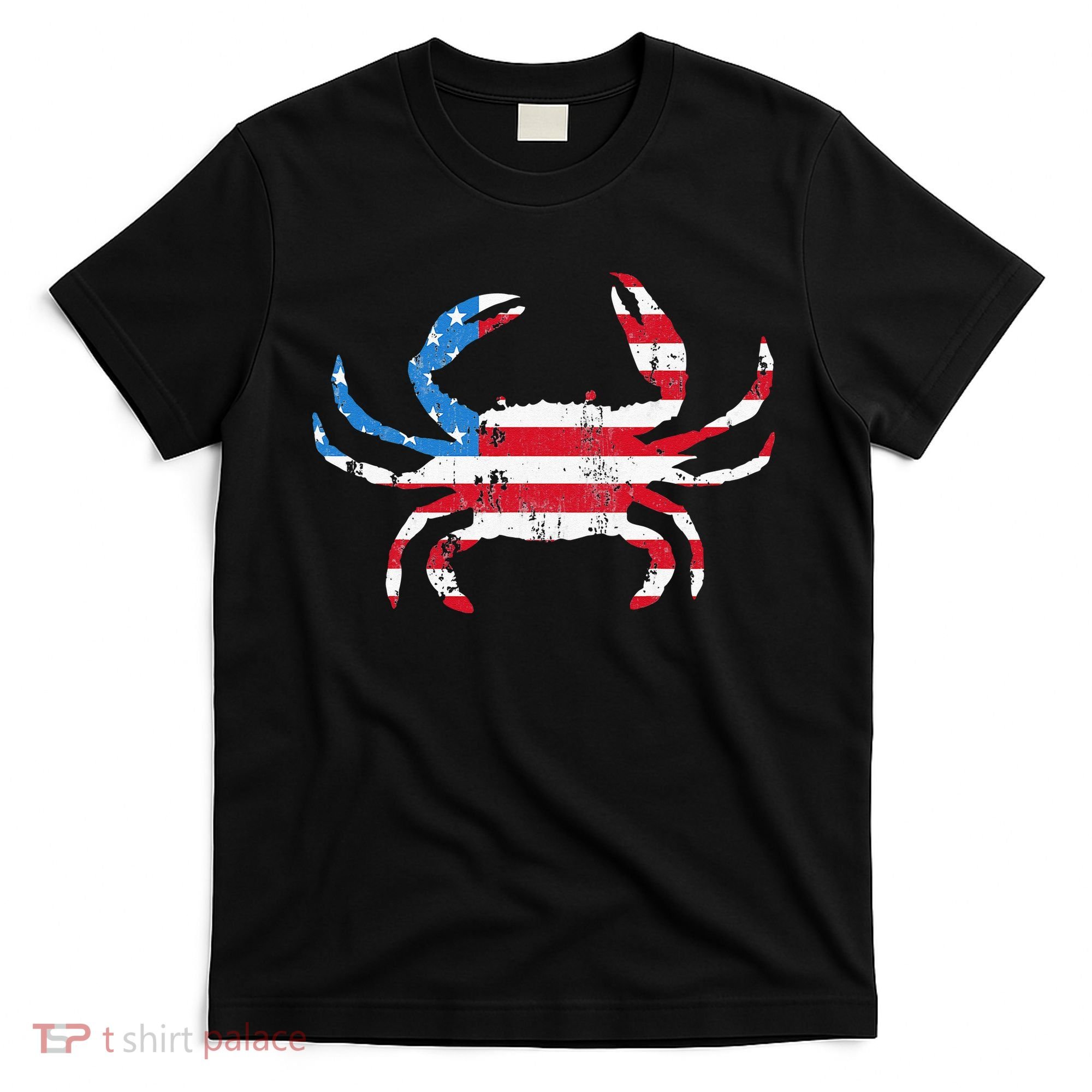 Crab Vintage American Flag T-Shirt