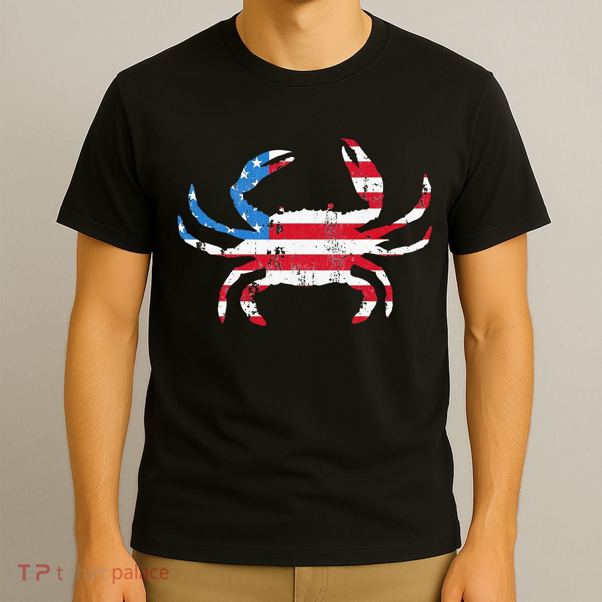 Crab Vintage American Flag T-Shirt