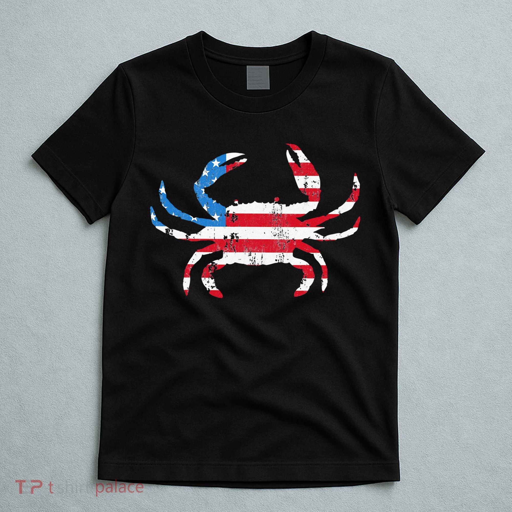 Crab Vintage American Flag T-Shirt