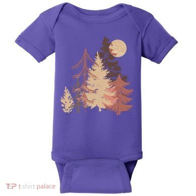 Cute Vintage Boho Pinetree Forest Baby Bodysuit