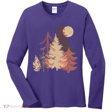 Cute Vintage Boho Pinetree Forest Women's Long Sleeve Shirt