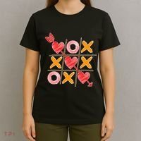 Cute Valentine Boy Girl Tic Tac Toe Hearts Win T-Shirt thumb 4