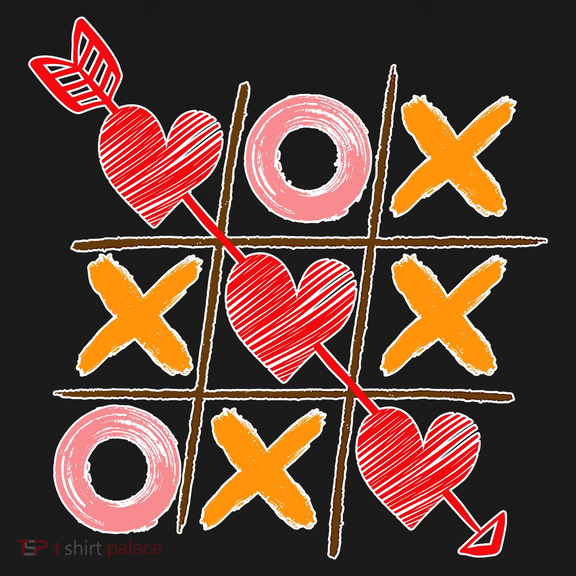 Cute Valentine Boy Girl Tic Tac Toe Hearts Win Women's Hoodie