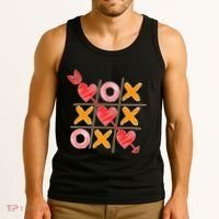 Cute Valentine Boy Girl Tic Tac Toe Hearts Win Tank Top thumb 3