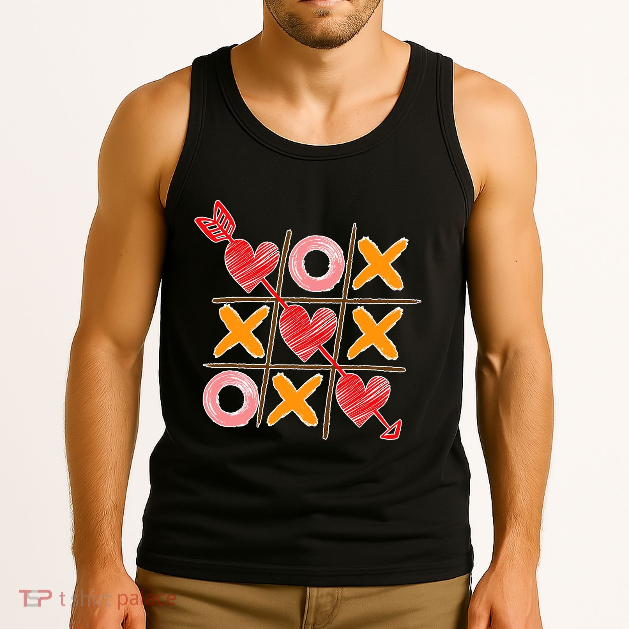 Cute Valentine Boy Girl Tic Tac Toe Hearts Win Tank Top