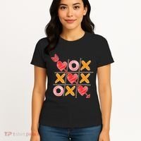 Cute Valentine Boy Girl Tic Tac Toe Hearts Win Women's T-Shirt thumb 4