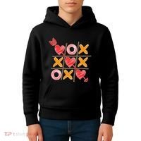 Cute Valentine Boy Girl Tic Tac Toe Hearts Win Kids Hoodie thumb 4