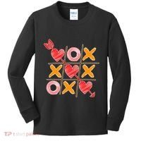Cute Valentine Boy Girl Tic Tac Toe Hearts Win Kids Long Sleeve Shirt thumb 0
