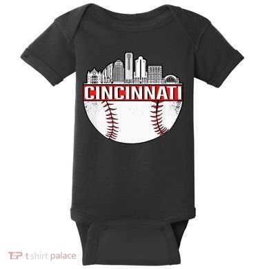 Cincinnati Vintage Baseball Distressed Gameday Retro Baby Bodysuit